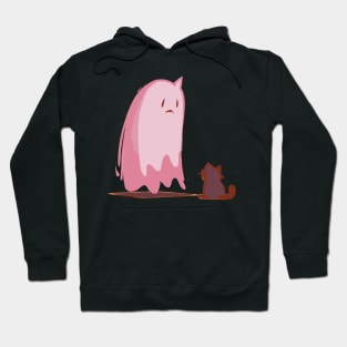 Friendship Pink sad ghost and cat Hoodie